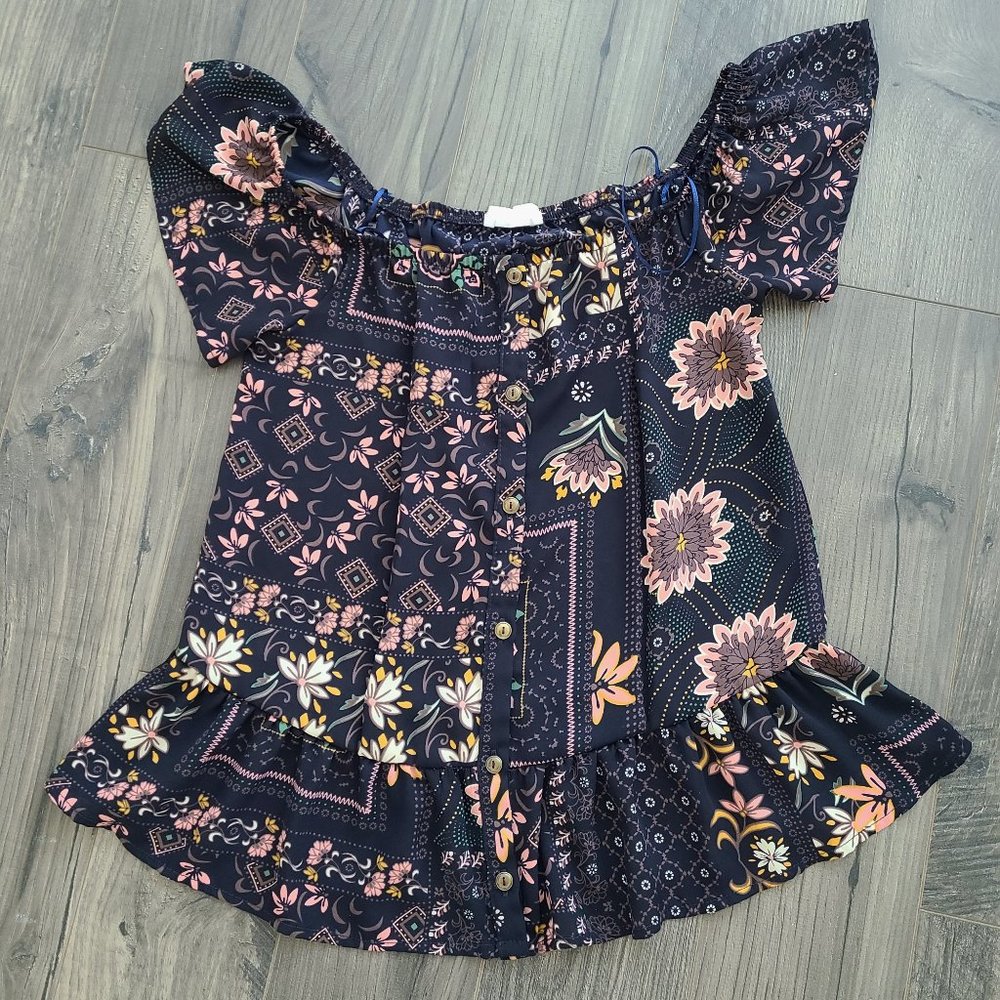 Button Down Flutter Peplum Top - image 1